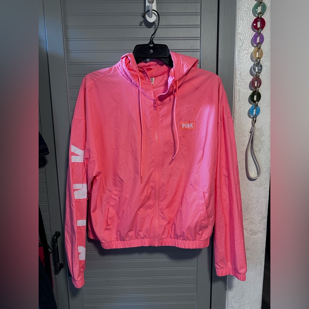 Victoria's Secret Pink Anorak / Windbreaker PINK & WHITE NWOT Sz.S MSRP: $98.00 - Picture 5 of 12